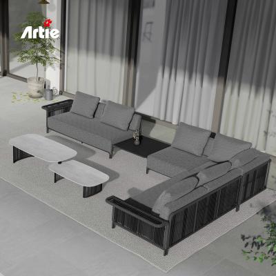 China Artie Terrace Aluminum Patio Rattan Sofa Chairs Set All Weather Luxury Outdoor Garden Furniture for sale