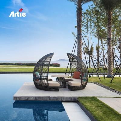 China Artie Special Design Hotel Outdoor Furniture Leisure Rattan Wicker Woven Garden All Weather Sofa Set for sale