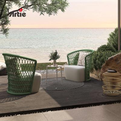 China Simple Artie Garden Outdoor Furniture Waterproof Leisure Bistros Terrace Woven Rope Sofa Chairs Set for sale