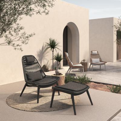 China Time Furniture Artie Modern Single Sofa Chair Outdoor Garden Furniture Patio Sets Balcony Wicker Chair With Stool for sale