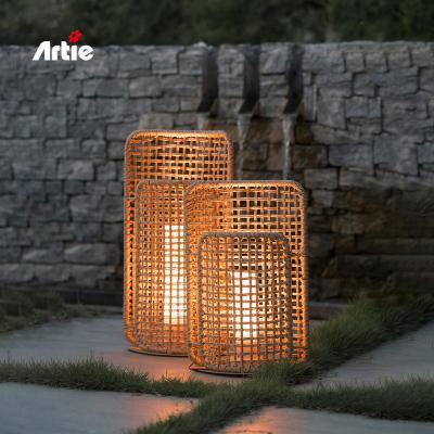 China Artie Creative Rattan Design Outdoor Decoration Yard Decorations Waterproof Aluminum Garden Led Lights for sale