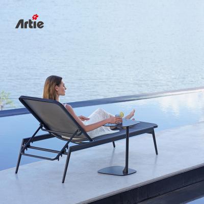 China Artie Luxury Aluminum Furniture Outdoor Beach Chair Textylene Portable Mesh Sun Lounger For Pool for sale