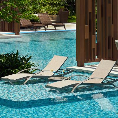 China Aluminum Stackable Textliene Mesh Fabric Stackable Sun Loungers by Artie Luxury Hotel Swimming Pool Furniture for sale