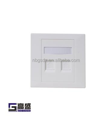 China 2port 2 RJ11 Amp Trapezoidal Wall Plate 2 Port RJ45 Cat6 Optical Network Faceplate for sale