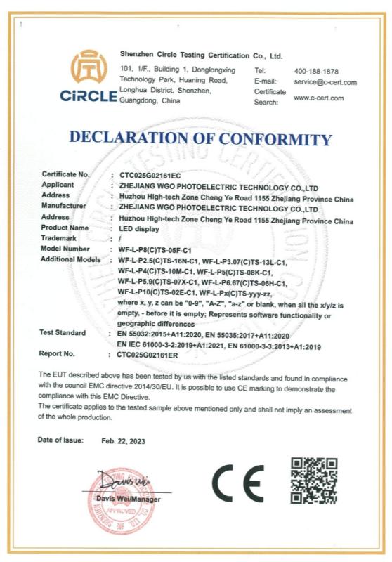 EC Attestation of Conformity - Huizhou Jiefu Technology Co., Ltd.