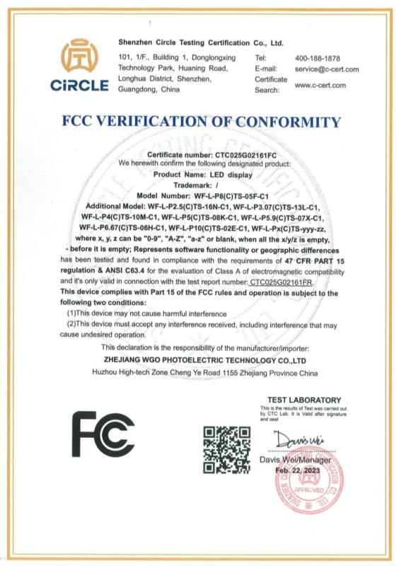 FCC VERIFICATION OF CONFORMITY - Huizhou Jiefu Technology Co., Ltd.