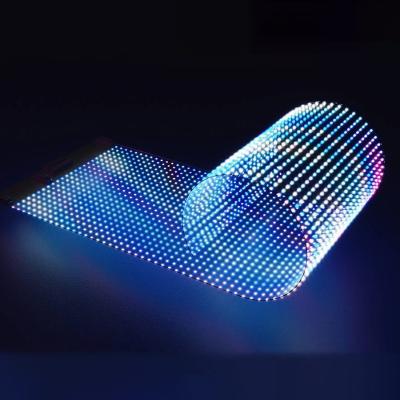 China Transparent LED-Bildschirm Glas Klebstoffwand Innenraum P20 DC5V Transparent Flexible Film Led-Bildschirm zu verkaufen