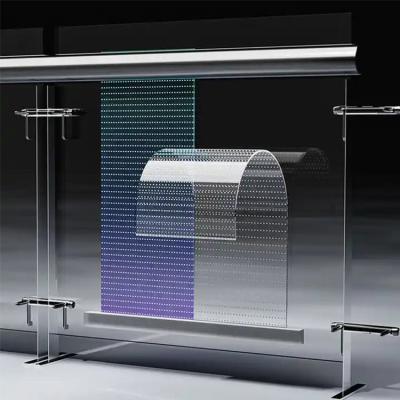 China LED Transparent Film Screen Flexible Transparency Crystal Flexible Windows Self Adhesive For Shopping Mall Glass Te koop