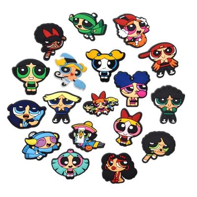 China Durable And Soft Powerpuff Girls Shoe Charms USA Cartoon Anime Croc Charms For Clog Shoes Accessories for sale