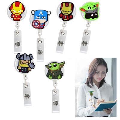 China Durable and soft reel badge holder baby yoda avengers twirl badge clip Madam Girl Nursing Doctor Badge Holder reel accessories for sale