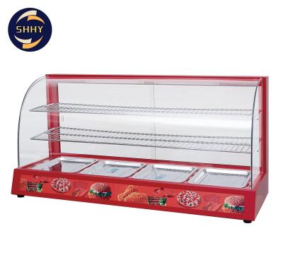 China 3 Layers Stainless Steel Vertical Commercial Curved Glass Heated Showcase 1200*460*600 for sale