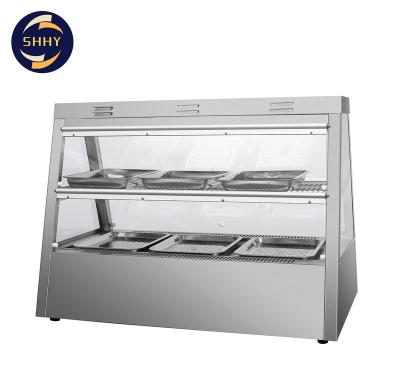 China Factory direct sales baked food warmer display shelf commercial tray insulation electric heating glass cabinet 1100*630*740 for sale