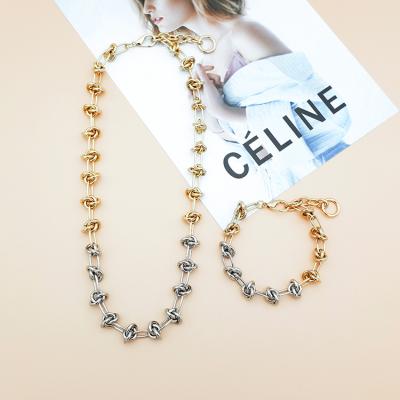 China Chunky Punk Chain Jewelry Set punk with metal link pendant necklace for women zinc alloy gold plated necklace for sale