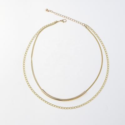 China Fashion Minimalist Gold Necklace Stainless Steel Multilayer Gold Layered Necklace Summer for sale