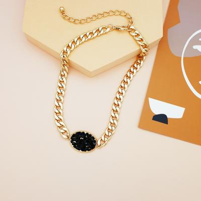 China FASHIONABLE Wholesale High Quality Chain Necklace Clothing Jewelry Necklace Set Custom Gold Plated Rhinestone Necklace Set for sale