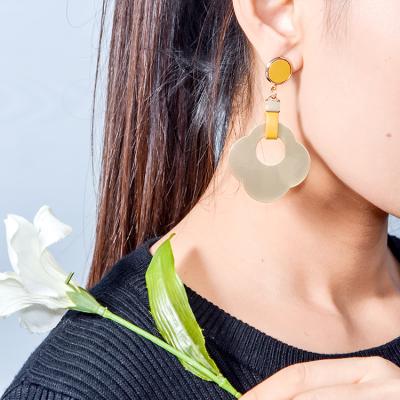 China TRENDY Gold Plated Minimalist Women Leather Earrings Hypoallergenic Thick Hoop Earrings Fashion Jewelry for sale