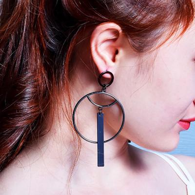 China TRENDY Fashion Circle And Bar Stud Earrings For Women Custom Jewelry Gold Plated Earrings for sale