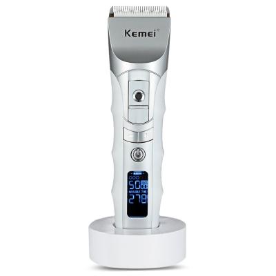 China Li-ion Rechargeable Battery Hair Cutting Machine Hotel Kemei-838 Intelligent LCD Display Speed ​​Control Hair Trimmer with 110- Charging Stand for sale