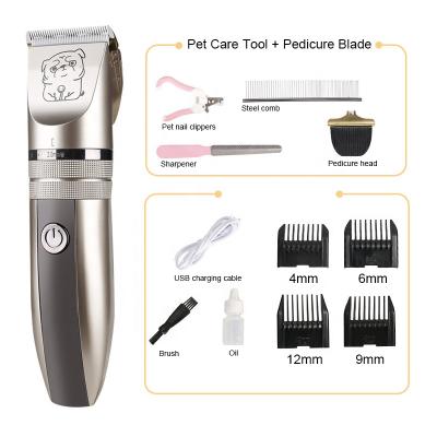 China Viable Low Noise Rechargeable Boxin USB Pet Dog Cat Hair Trimmer Professional Dog Grooming Tool With Comb Guides Scissors Nail Kits for sale