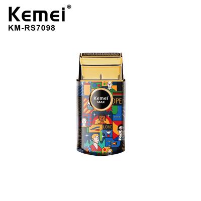 China Retro Outdoor Exquisite Graffiti Usb Charging Electric Razor Kemei Km-Rs7098 Men's Gifts Net Razor Single Head Wholesale for sale