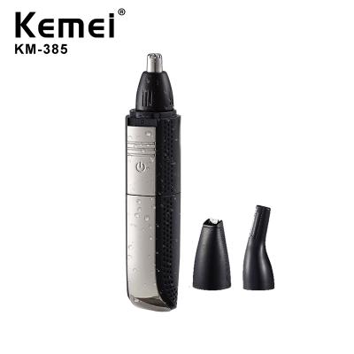 China Hotel Kemei KM-385 New 3 in 1 Waterproof Nose Hair Trimmer with Lighting Pad Nose Ear Trimmer Kit Professional Electric Eyebrow Trimmer for sale