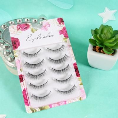 China Vegan Natural Friendly Korean Pre Made Whips 5 Pair Whips Natural Length Lashes for sale