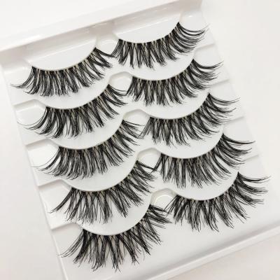 China Vegan Friendly Cheap Price Clear Tape Lashes 5 Pairs Synthetic Hair Premium Silk Lashes With Clear Tape for sale