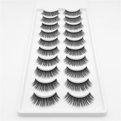 China Wholesale Comfortable Wear False 3D Mink Lashes Invisible Band Silk Eyelashes Packed 10 Pairs for sale