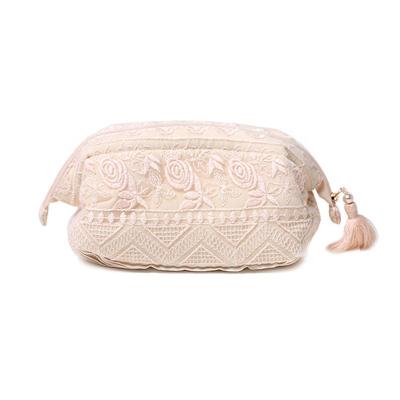 China Madame Luxury Travel Natural Tassel Recyclable High Quality Lace Makeup Cosmetic Bag, Factory Price Wholesale Toiletry Bag For Women for sale