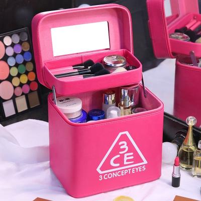 China Wholesale Custom Durable Large Capacity Women's Cosmetic Case Bag Pink Makeup Travel Makeup Bag With Mirror for sale