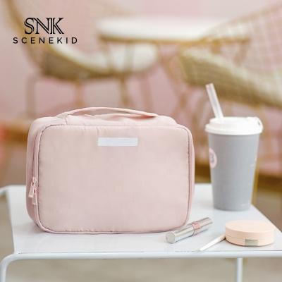 China Fashion Small Double Zipper Travel Durable Toiletry Cosmetic Bag , Girl Pink Eco Friendly Cosmetic Make Up Bag For Travel for sale