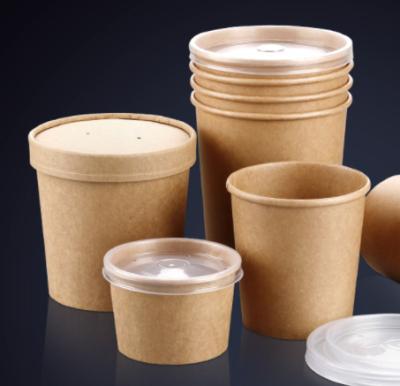 China 36OZ ODM/OEM Cajas De Comida Round Brown Eco-Friendly Biodegradable Disposable Salad Edible Paper Container for sale