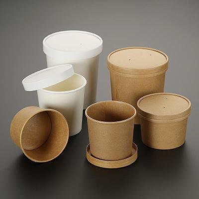 China Eco-friendly ODM/OEM Vajilla Desechable Round Brown Food Grade Biodegradable Takeaway Salad Soup Cup Disposable Edible Paper Bowl for sale