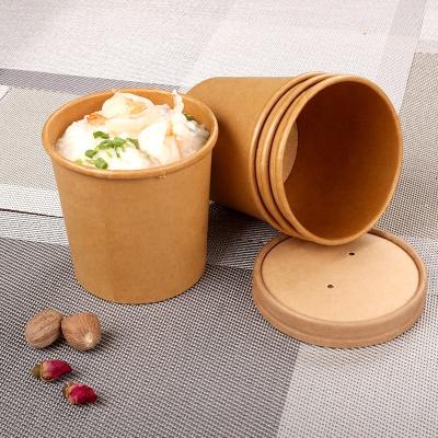 China ODM/OEM Biodegradable Brown Eco Friendly Paper Round Bowl Take Out Fast Edible Salad Wrapping Paper Packaging Boxes for sale