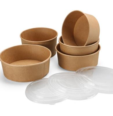 China 40OZ ODM/OEM Cajas De Comida Round Brown Disposable Eco-Friendly Biodegradable Salad Wrapping Paper Quick Edible Container for sale