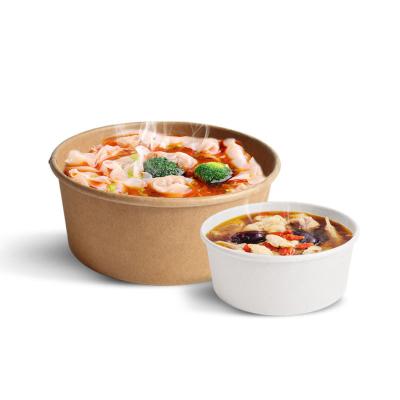 China Brown Eco-friendly Biodegradable Viable Disposable Salad Round ODM/OEM Envases Para Comida Fast Paper Food Container for sale