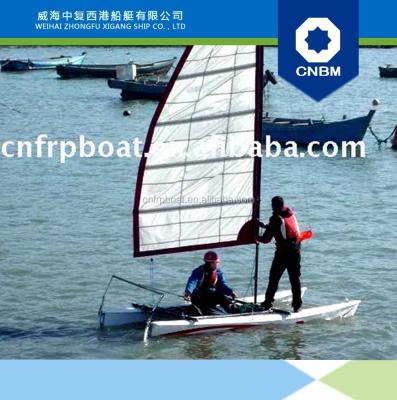 China 4m fiberglass hull material catamaran sailboat for sale for sale