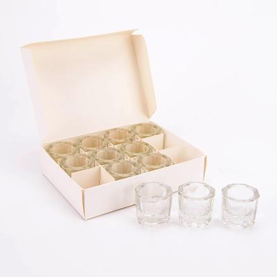 China Dental Sector 12PCS Dental Glass Dappen Dish Colored Crystal Octagonal Cup Dental Mixing Cups for sale