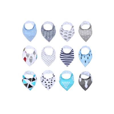 China 12-Pack Antibacterial Teether and Muslin Baby Bandana Drooling Adjustable Drool Bib for sale