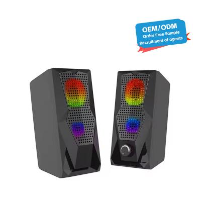 China Sistema de altavoces portátil USB Power 2.0 para computadoras portátiles Woofer RGB Altavoces para juegos de computadoras en venta