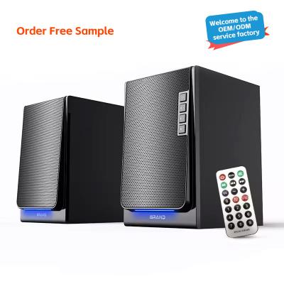 China Desktop Speakers Wireless HiFi Wooden Black Bookshelf Speakers with Remote Control for sale