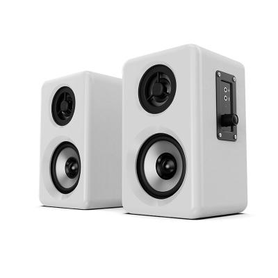 China Piano Gloss White Active BT 2.0 Channel PC Gaming Speakers With Headphone And Mic Jack for sale