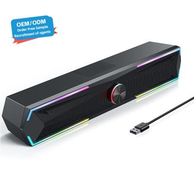 China OEM PC-luidsprekers Computer Sound Bar Met Stereo Sound Flowing LED Gaming Speaker Voor Desktop Laptop Monitor Blauwe Tooth USB Input Te koop