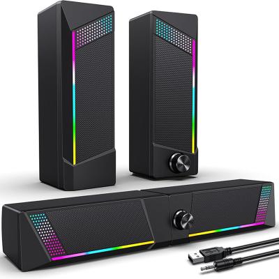 China Computerluidsprekers PC Soundbar Spelluidsprekers voor pc Computer Laptop Desktop Subwoofer Bedraad RGB luidsprekers USB 3.5mm Aux Te koop