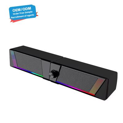 Cina Colorato LED Digital Speaker Gadget elettronici USB Desktop Subwoofer Laptop PC Sound Bar Computer cablato Altavoci wireless RGB in vendita