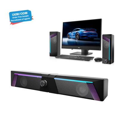 China Porta-vozes RGB USB Computador Gaming Stereo Sound bar para PC Desktop Porta-vozes de jogos mescláveis à venda