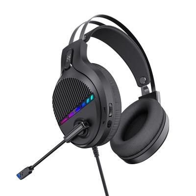 China Logotipo personalizado USB 3.5mm RGB LED Sonido envolvente Audífonos de ordenador con auriculares para juegos Audífonos para juegos en venta