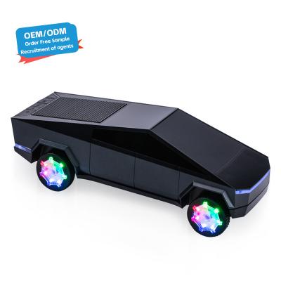 China Tesla Cybertruck Pickuptruck Wireless Charging Charger Car Shape Blue tooth Speakers With BT/FM/TF/USB/AUX/RGB for sale