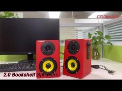 PC Monitor 2.0 Bookshelf Speakers 20W USB Red Compact Size High Clarity