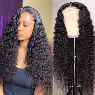 China Wholesale Price Cheap Natural Lace Front Wig Soft Thick Smooth Glueless Transparent Lace Front Wig Barely Shedding Pre Plucked Curly Wigs For Black Women for sale